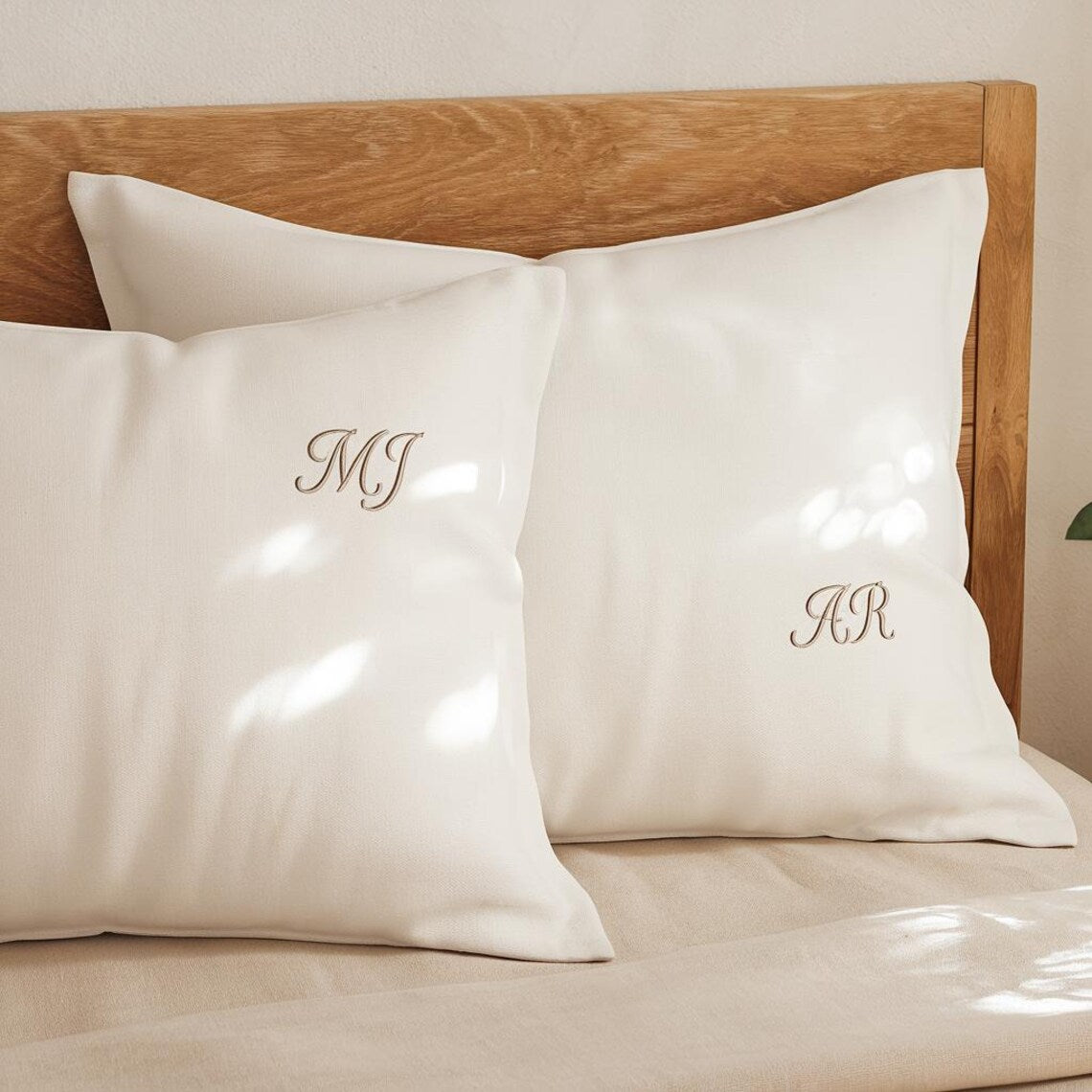Custom Embroidered Pillowcase with Initials, Wedding Gift, Couple Gift