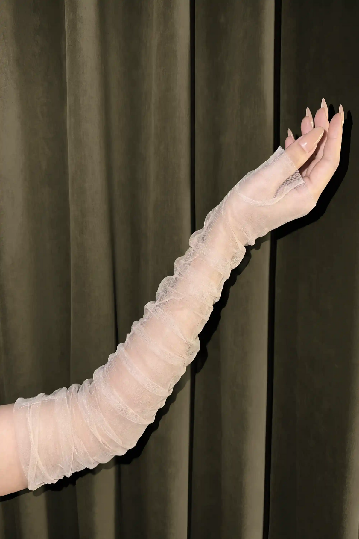Personalized Embroidered Bridal Gloves showcasing the custom embroidered details on the fabric