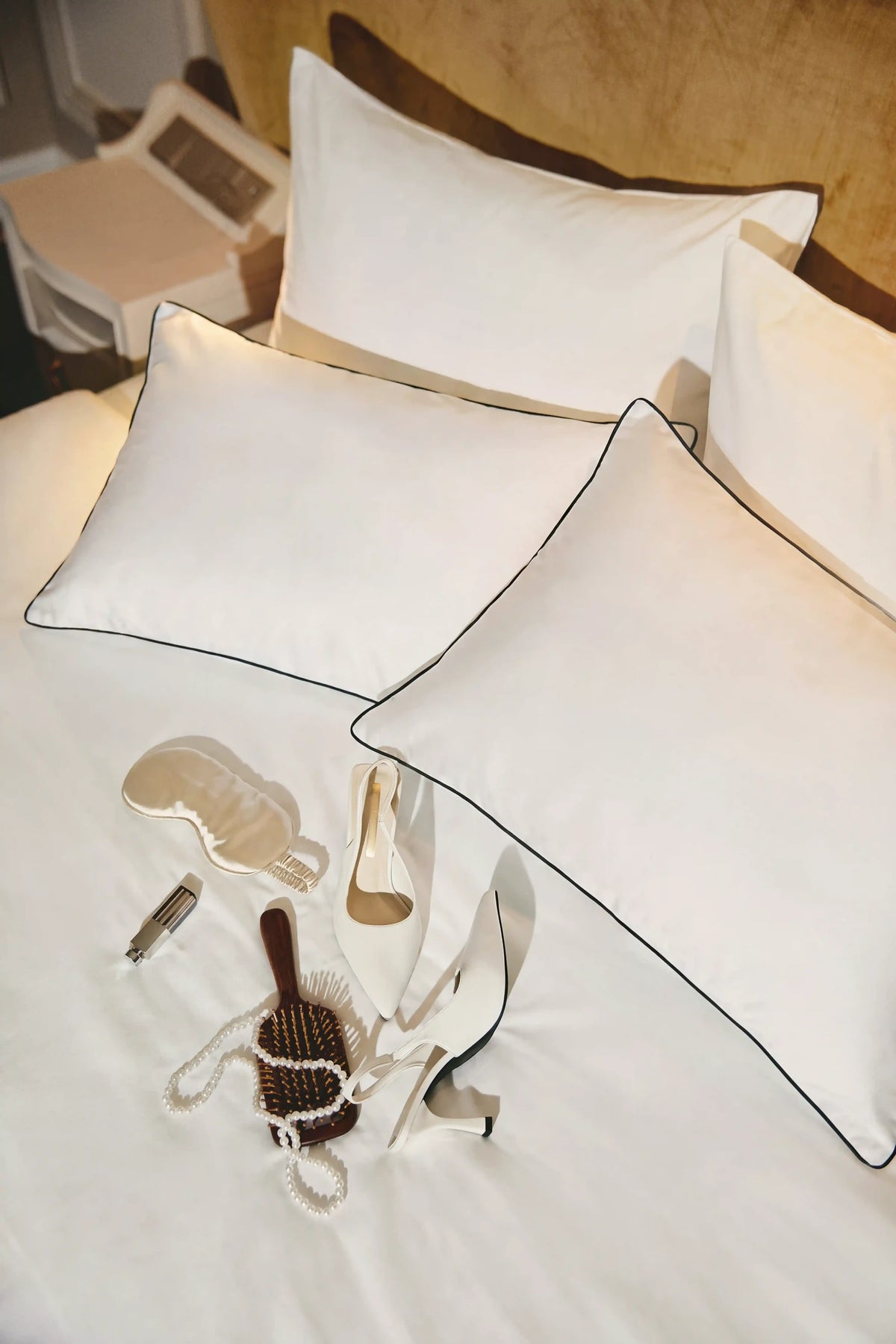 Camille Original Satin Pillowcase in White by Meezily, an elegant white satin pillowcase with a smooth finish