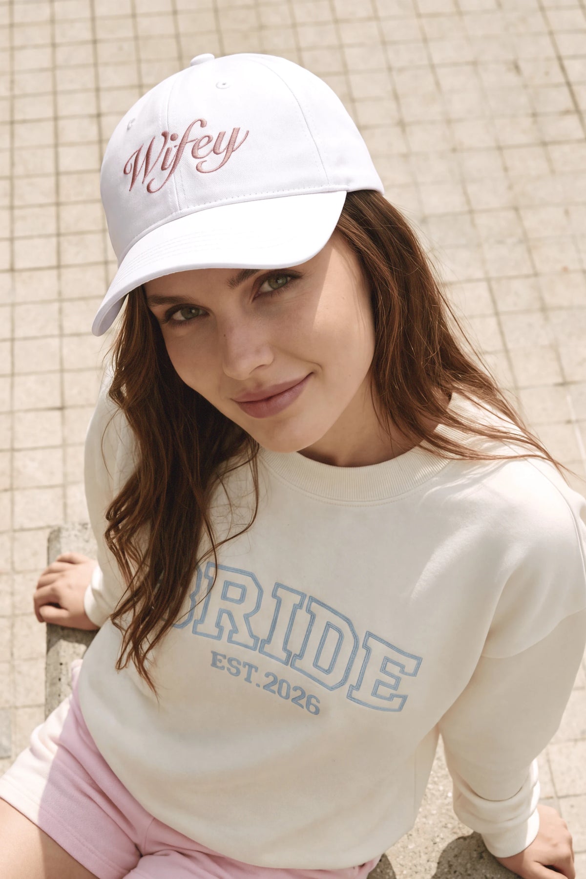 Embroidered White Cap by Meezily – side view highlighting the clean white design and curved brim