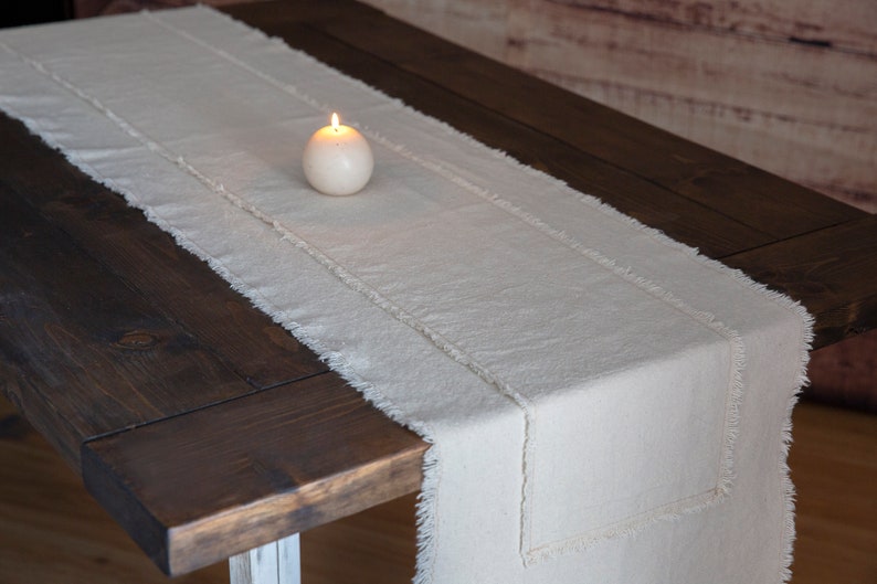 Rustic Farmhouse Table Runner With Frayed Edges, Fall Decor, Holiday Dining Table Decor