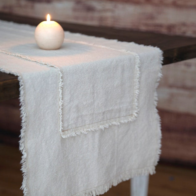 Rustic Farmhouse Table Runner With Frayed Edges, Fall Decor, Holiday Dining Table Decor