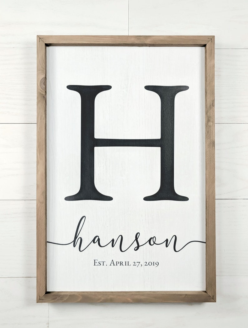 Personalized Family Name Sign, Custom Wooden Monogram Initial Sign, Perfect Gift For Weddings, Anniversaries