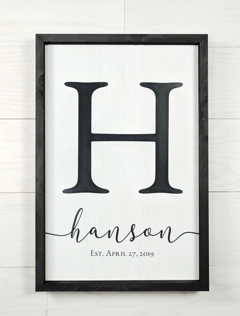 Personalized Family Name Sign, Custom Wooden Monogram Initial Sign, Perfect Gift For Weddings, Anniversaries