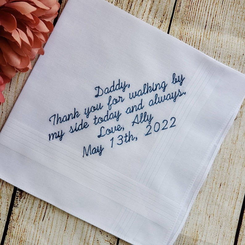 Personalized Wedding Handkerchief for Dad, Custom Embroidered Gift from Bride And Groom