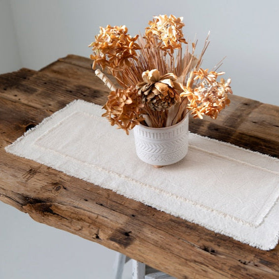 Small Rustic Frayed Edges Table Runner, Handmade Table Runner, Holiday Runner, Gift For Mom, Gift For Her