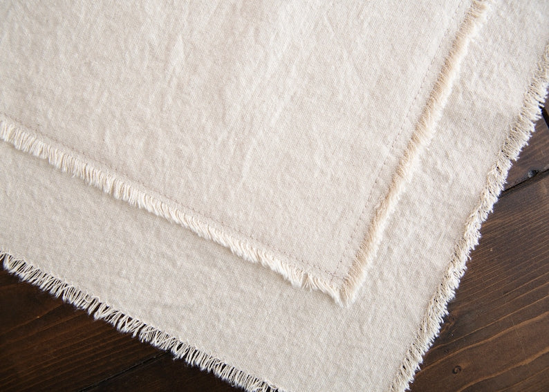 Small Rustic Frayed Edges Table Runner, Handmade Table Runner, Holiday Runner, Gift For Mom, Gift For Her