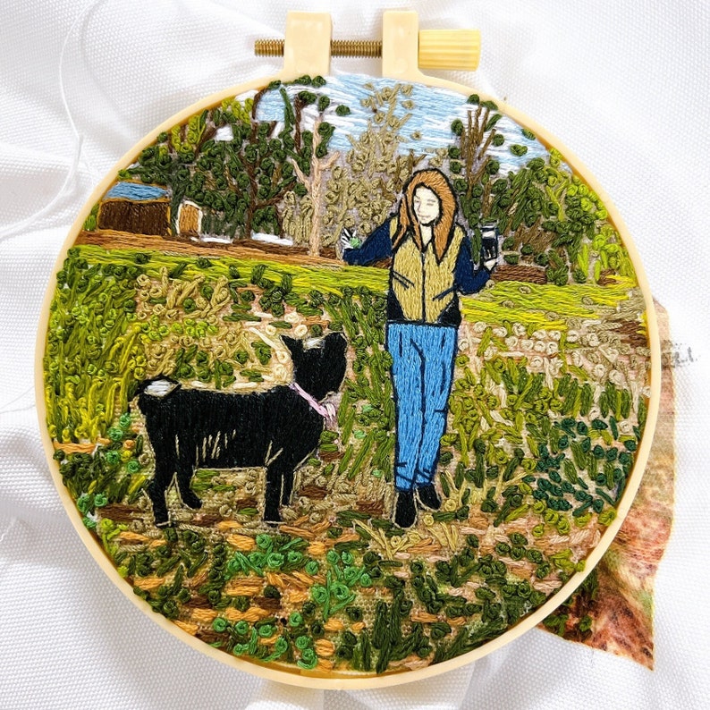 Custom Embroidered Portraits With Full Background, Personalized Gifts For Couple