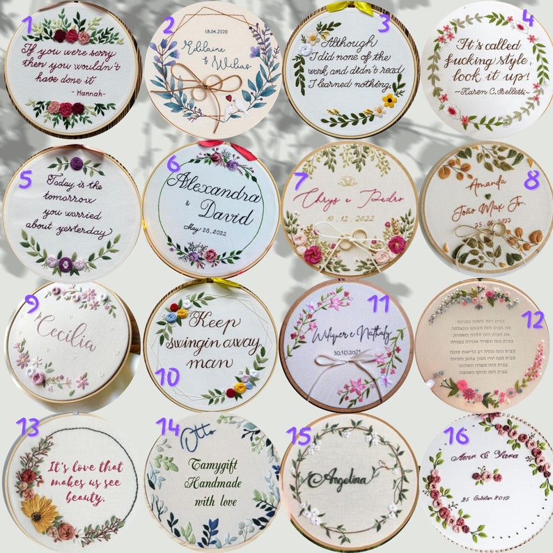 Custom Embroidered Portraits From Photo, Botanical Wedding Gifts, Anniversaries Gifts