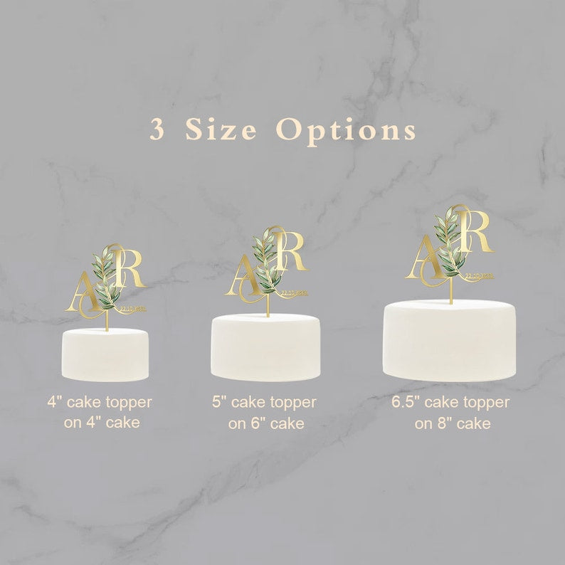 Custom Initials Date Engagement Cake Topper, Wedding Cake Decoration