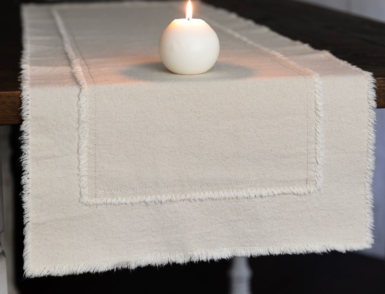 Rustic Farmhouse Table Runner With Frayed Edges, Fall Decor, Holiday Dining Table Decor