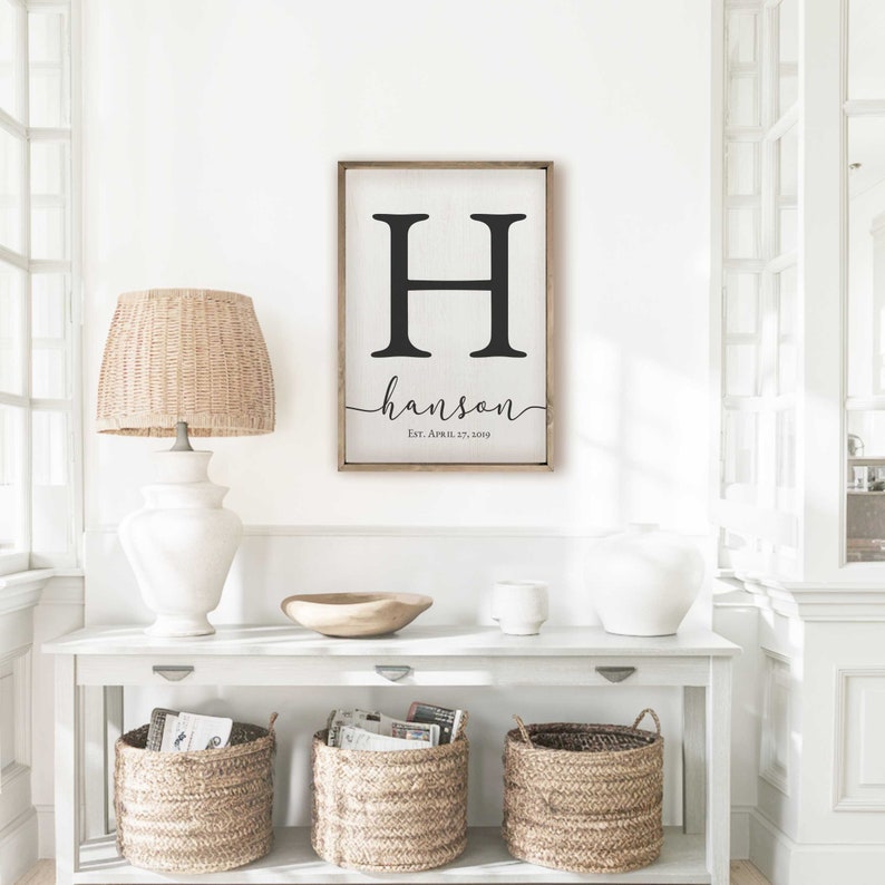 Personalized Family Name Sign, Custom Wooden Monogram Initial Sign, Perfect Gift For Weddings, Anniversaries