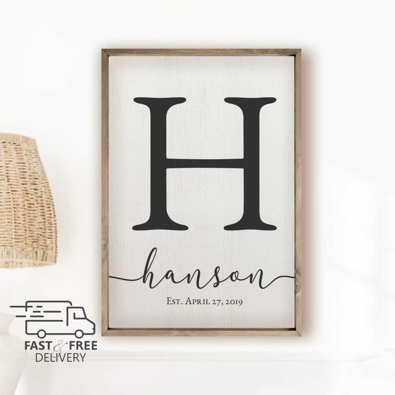 Personalized Family Name Sign, Custom Wooden Monogram Initial Sign, Perfect Gift For Weddings, Anniversaries