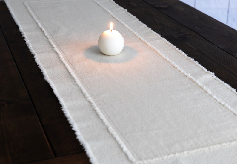Rustic Farmhouse Table Runner With Frayed Edges, Fall Decor, Holiday Dining Table Decor