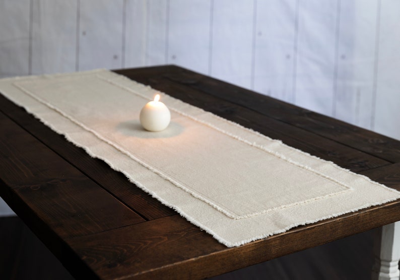 Rustic Farmhouse Table Runner With Frayed Edges, Fall Decor, Holiday Dining Table Decor