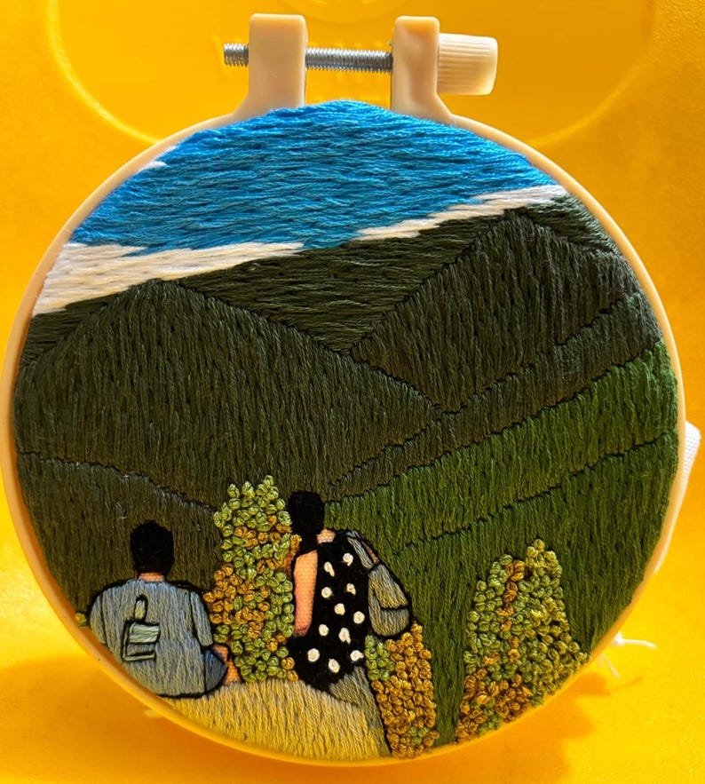 Custom Embroidered Portraits With Full Background, Personalized Gifts For Couple