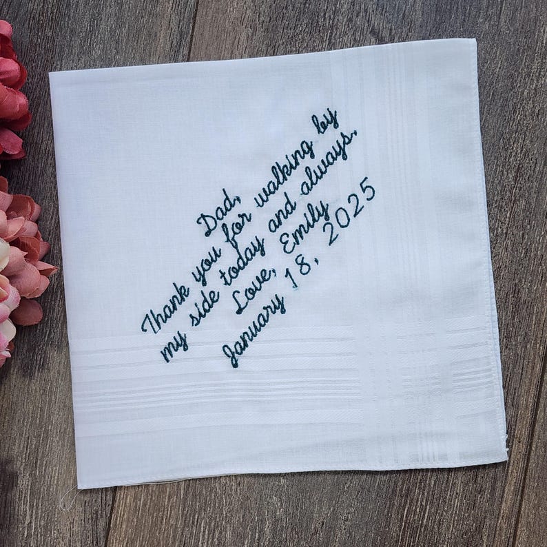 Personalized Wedding Handkerchief for Dad, Custom Embroidered Gift from Bride And Groom