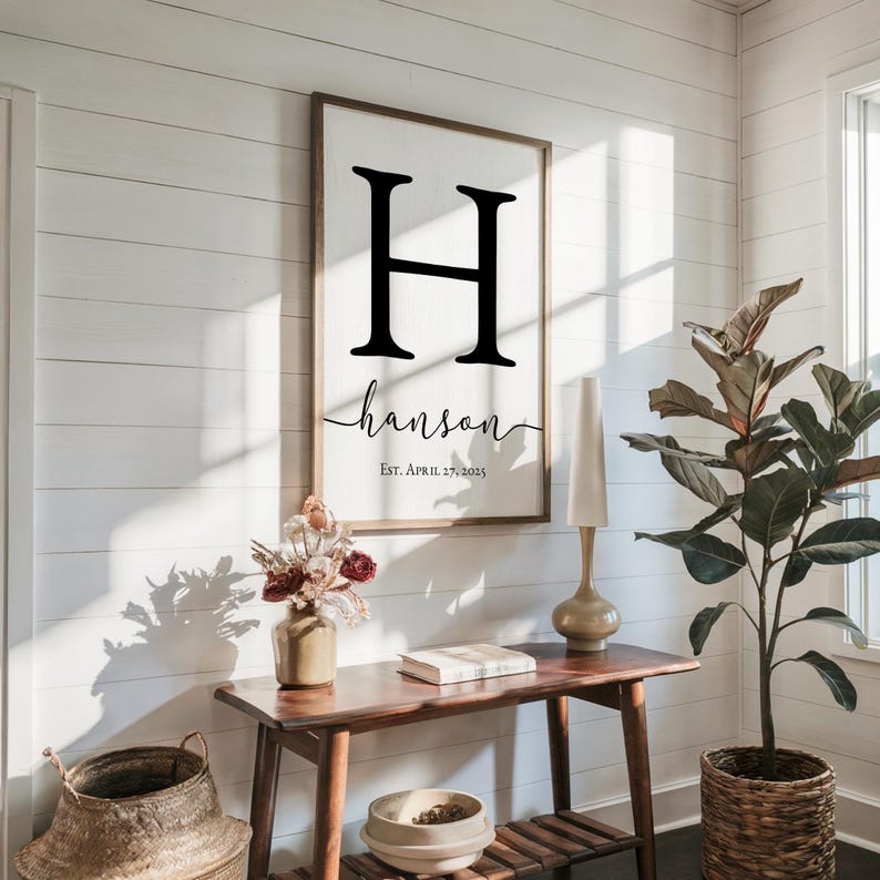 Personalized Family Name Sign, Custom Wooden Monogram Initial Sign, Perfect Gift For Weddings, Anniversaries