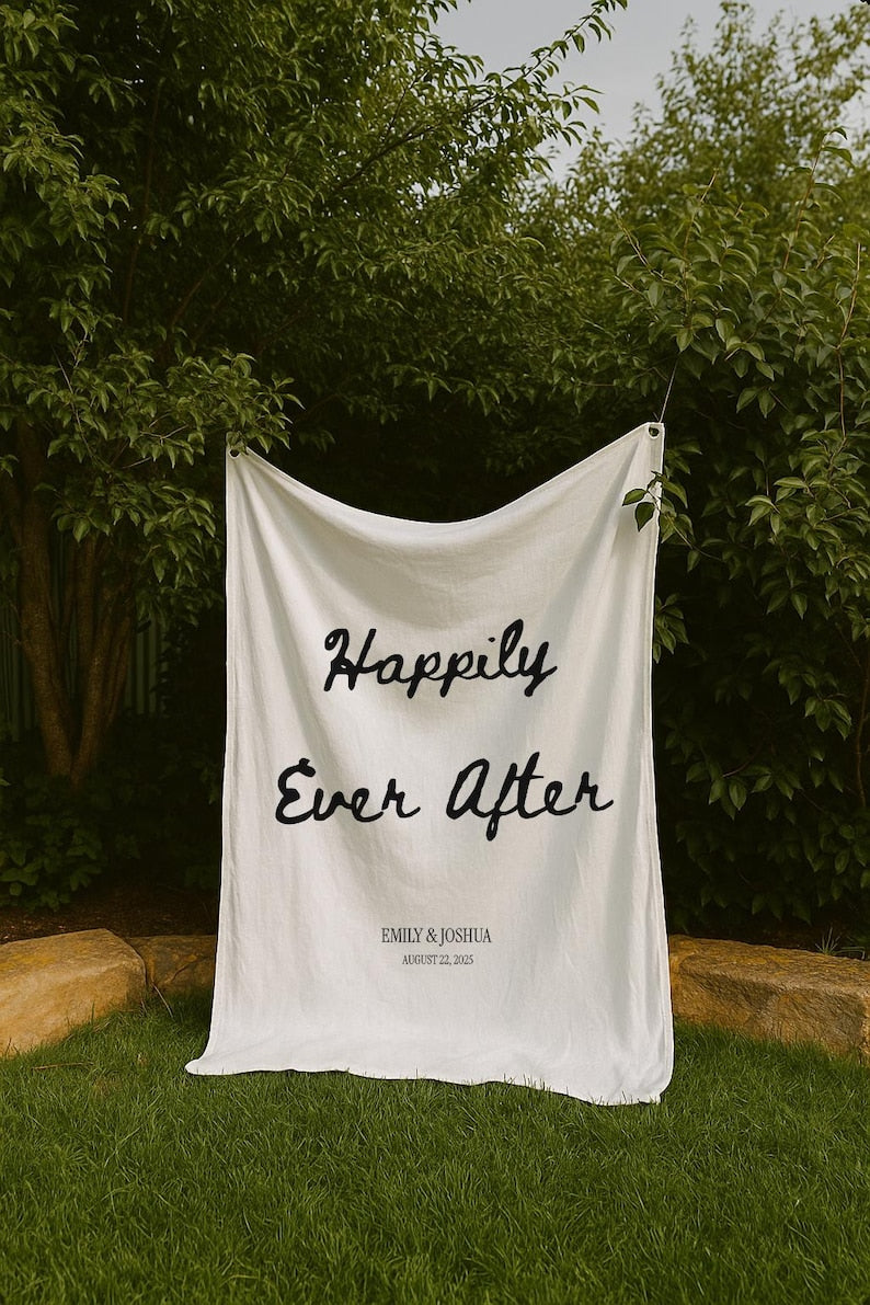 Custom Happily Ever After Wedding Banner, Bridal Shower Sign, Modern Wedding Welcome Sign