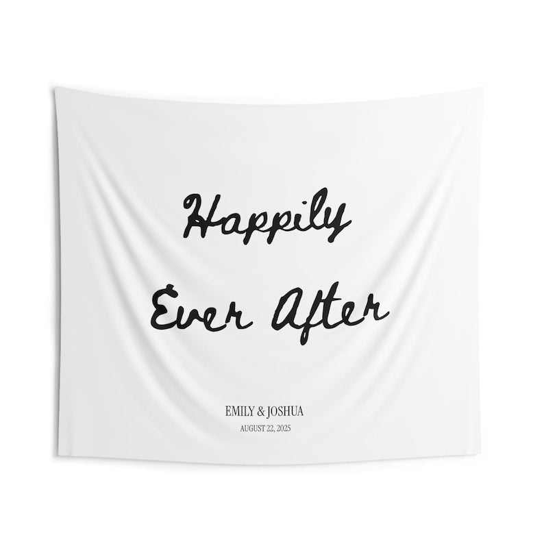 Custom Happily Ever After Wedding Banner, Bridal Shower Sign, Modern Wedding Welcome Sign