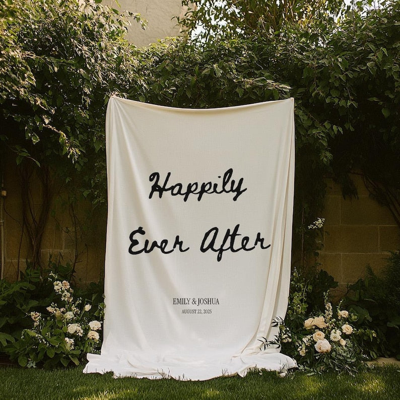 Custom Happily Ever After Wedding Banner, Bridal Shower Sign, Modern Wedding Welcome Sign
