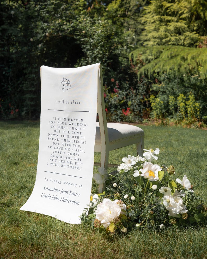 Custom Linen Memorial Wedding Sign, Family Memorial Sign, Wedding Chair Sign