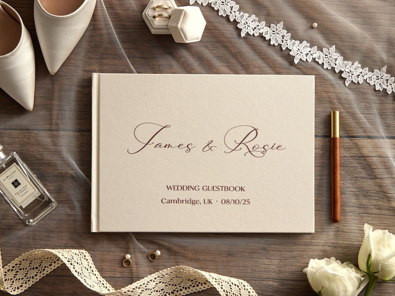 Custom Linen Wedding Guest Book, Engagement Scrapbook, Anniversary Gift, Wedding Keepsake