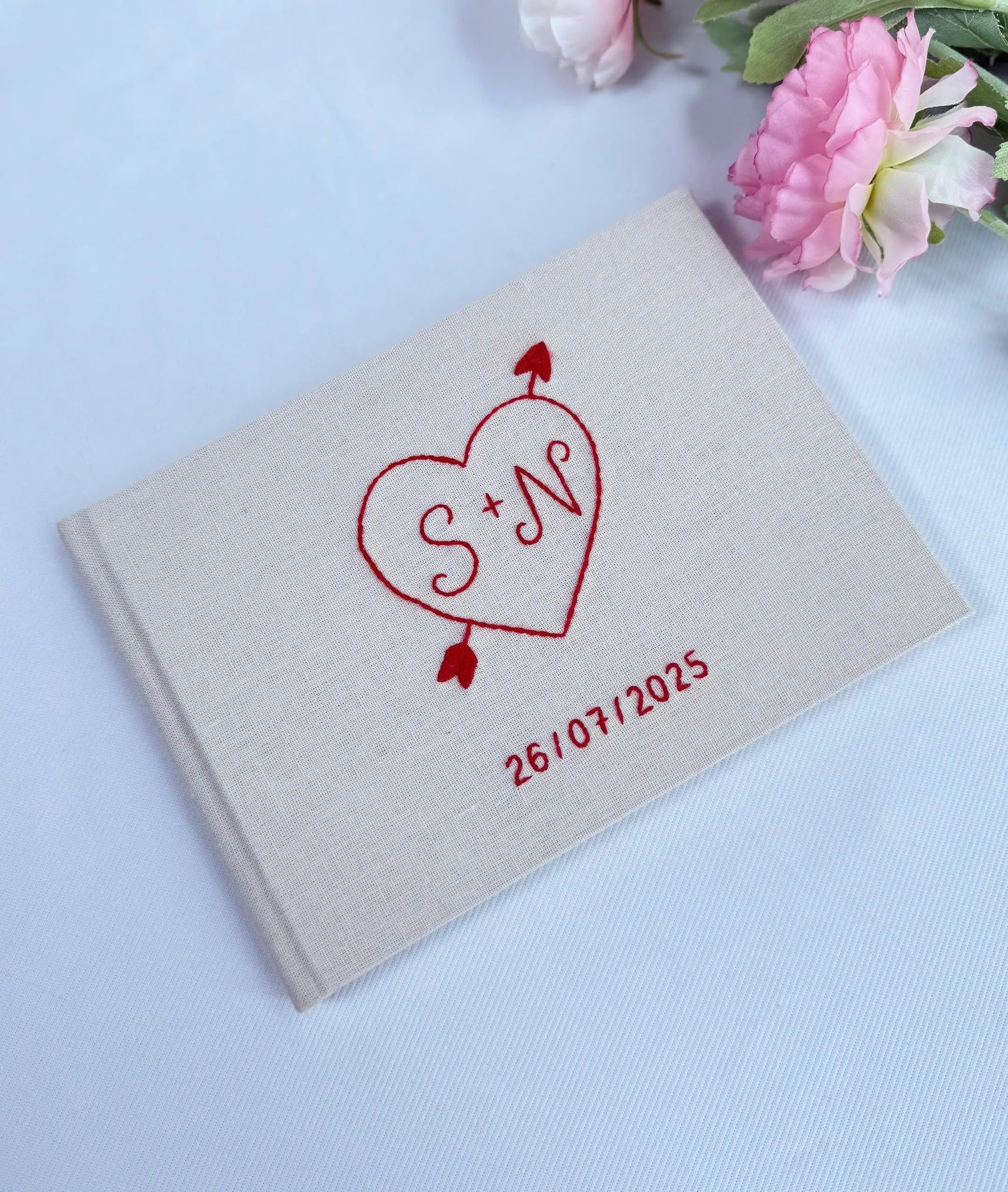 Personalize Linen Wedding Guest Book, Engagement Scrapbook, Anniversary Gift, Wedding Keepsake