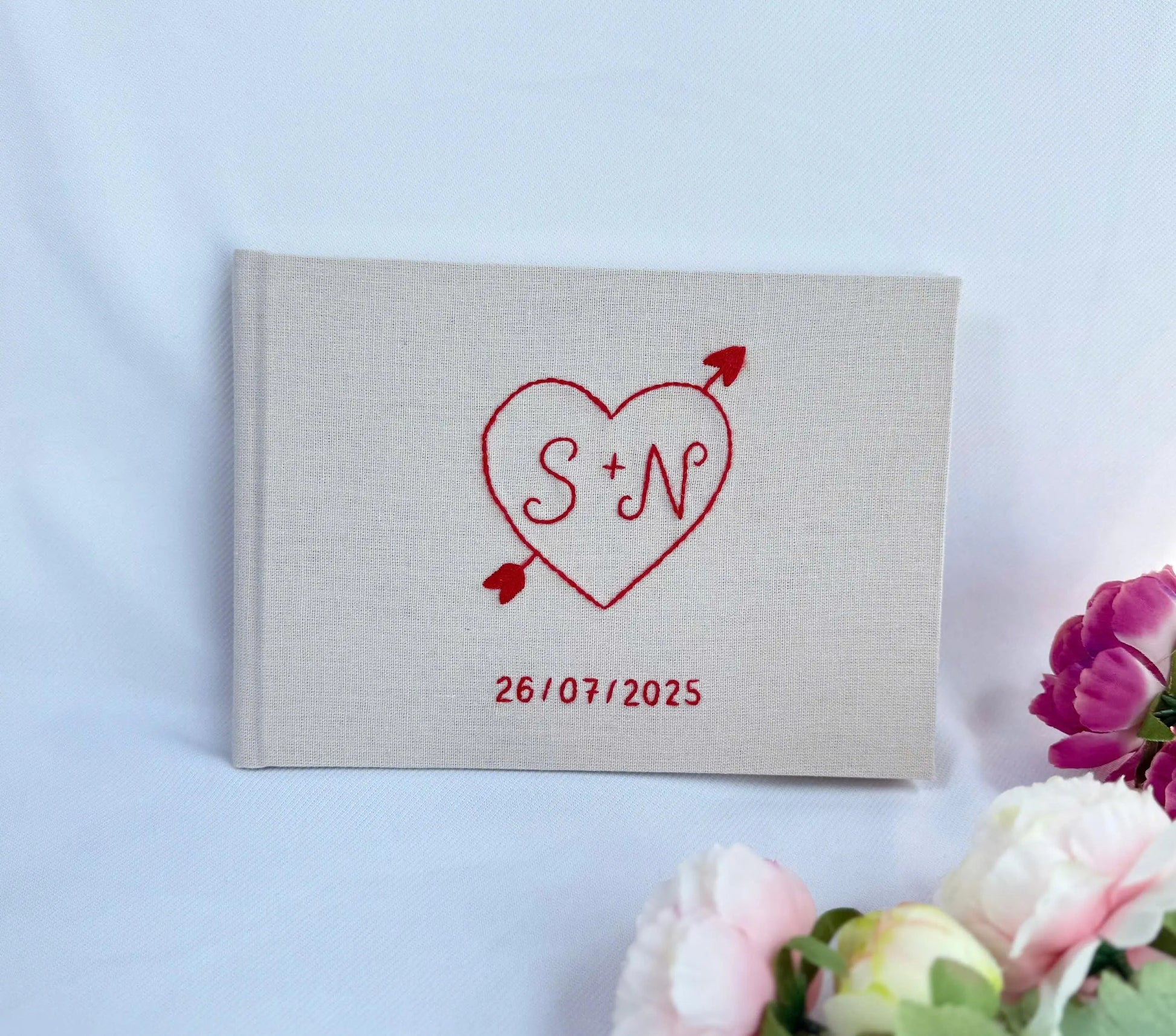 Personalize Linen Wedding Guest Book, Engagement Scrapbook, Anniversary Gift, Wedding Keepsake