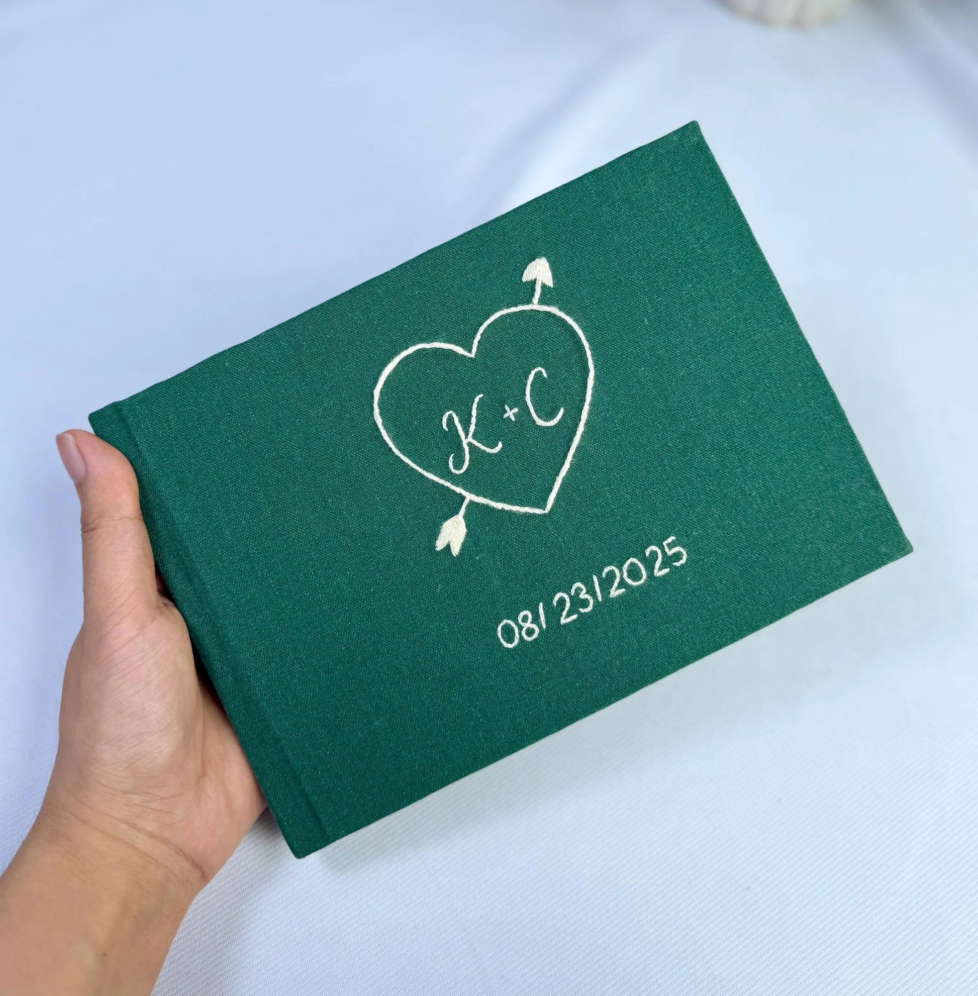 Personalize Linen Wedding Guest Book, Engagement Scrapbook, Anniversary Gift, Wedding Keepsake