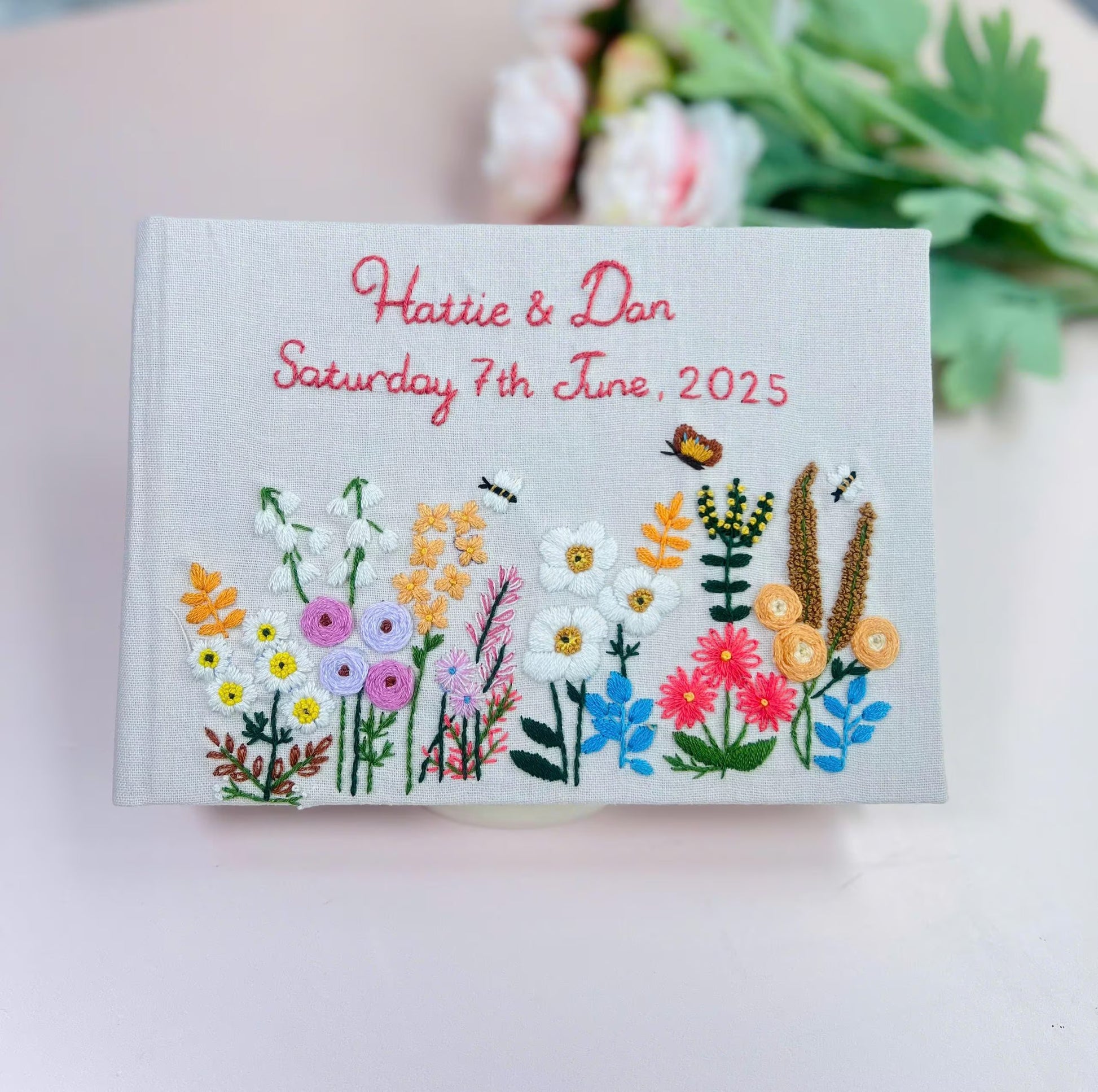 Custom Linen Wedding Guest Book, Engagement Scrapbook, Anniversary Gift, Bridal Shower Guest Book