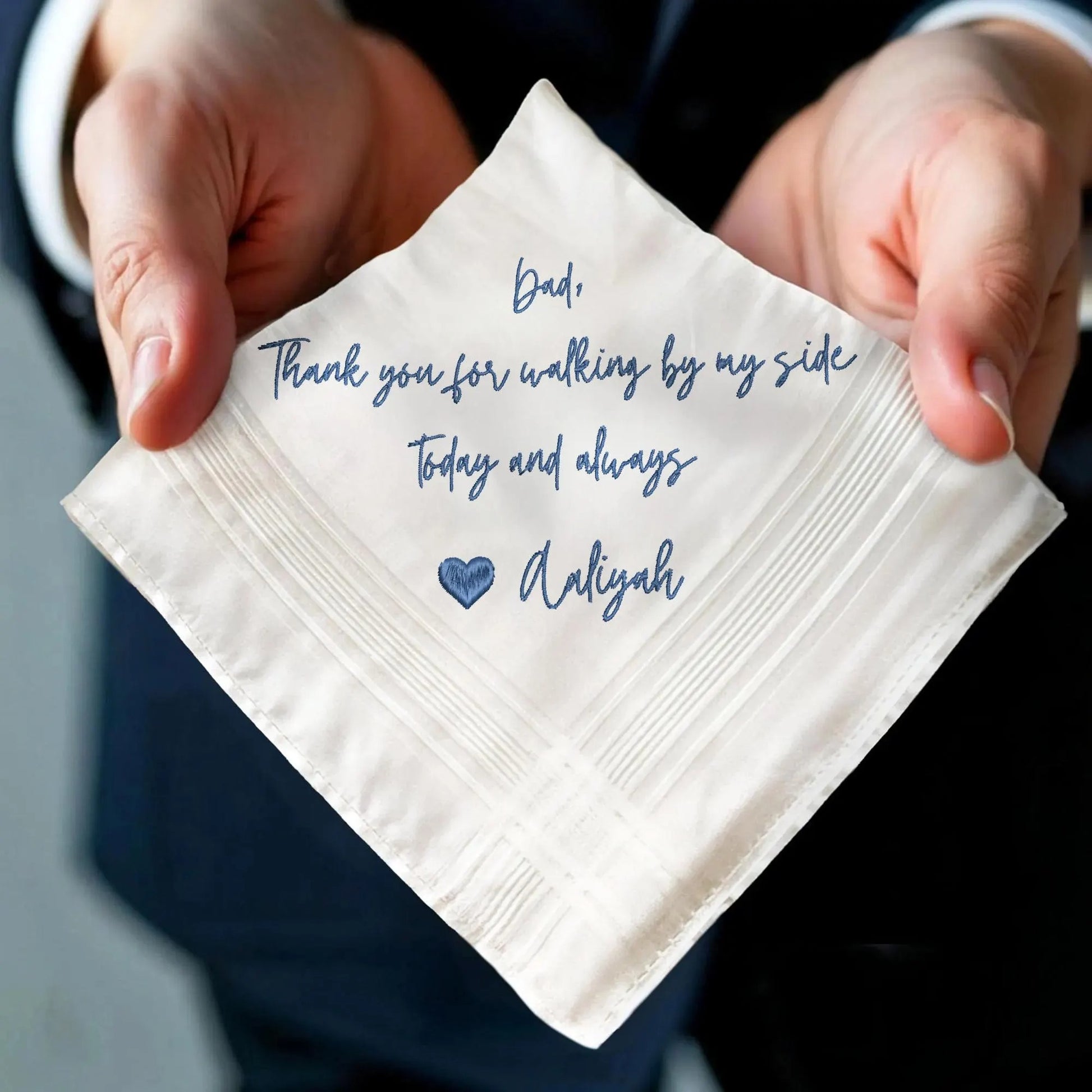 Custom Embroidered Handwritten Handkerchief, Groom And Bridal Handkerchief, Wedding Keepsake Napkin, Wedding Day Handkerchief