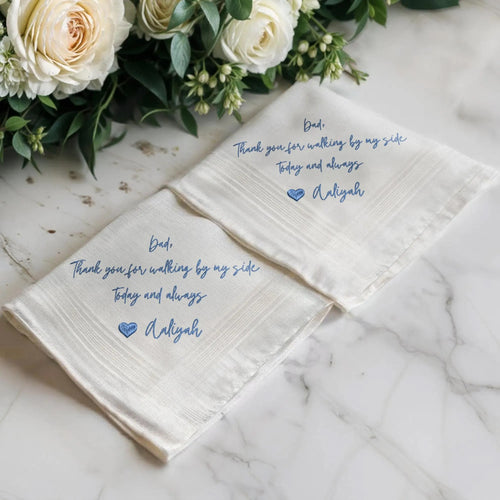 Custom Embroidered Handwritten Handkerchief, Groom And Bridal Handkerchief, Wedding Keepsake Napkin, Wedding Day Handkerchief