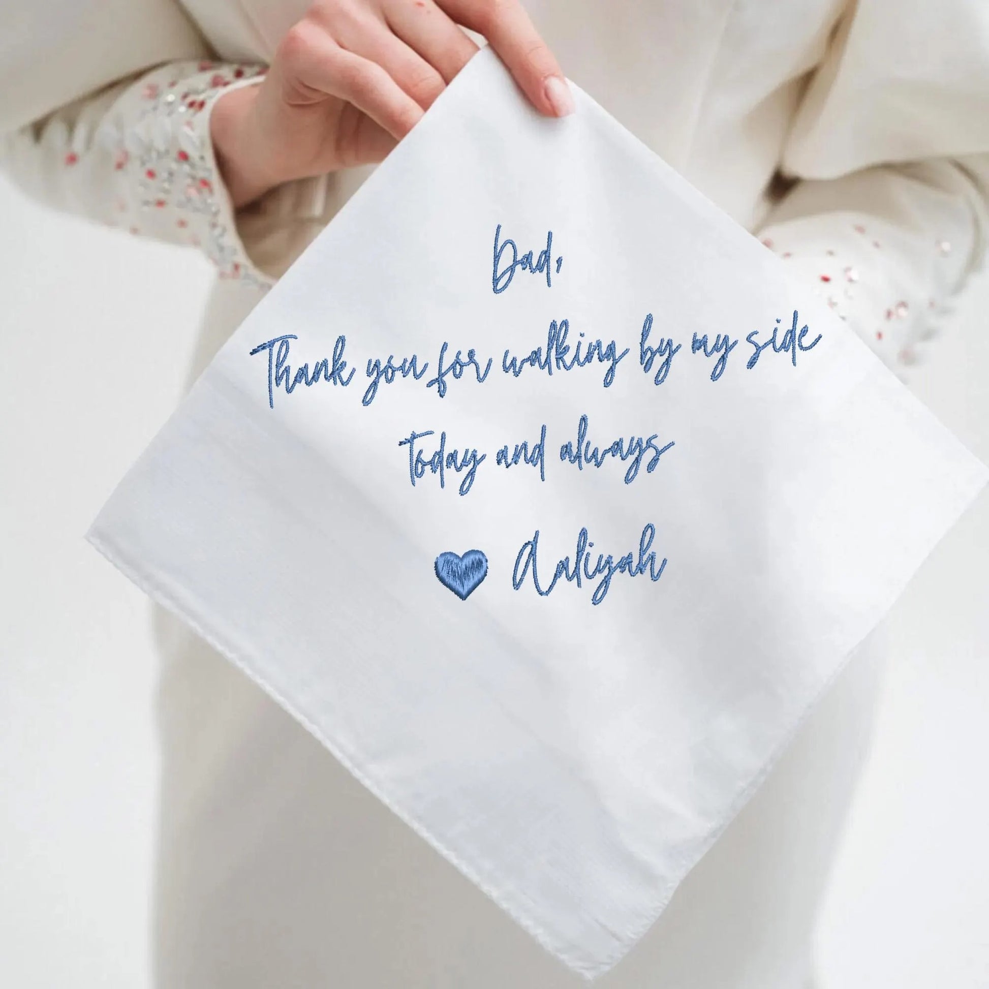 Custom Embroidered Handwritten Handkerchief, Groom And Bridal Handkerchief, Wedding Keepsake Napkin, Wedding Day Handkerchief