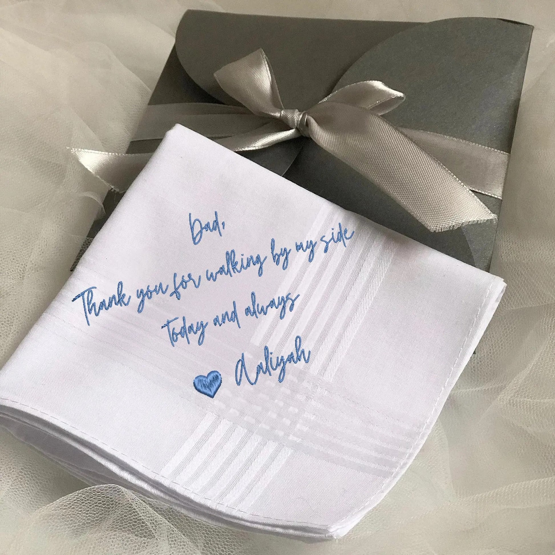 Custom Embroidered Handwritten Handkerchief, Groom And Bridal Handkerchief, Wedding Keepsake Napkin, Wedding Day Handkerchief