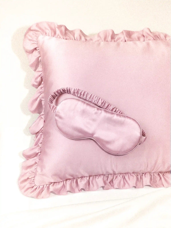 Luxe Satin Sleep Mask in Blush Pink by Meezily, an elegant pink satin eye mask with a smooth finish